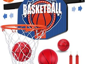JIEKYGOU Indoor Basketball Hoop Moving for Kids Outdoor Punch Free Sport Toy for Boy 6 7 8 9 10 11 12+ Years Old Child with 1 Charging Cable 3 Mini Basketballs and 2 Air Pumps (Classic) (Classic)