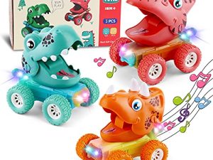 Yutin Baby Dinosaur Toy Cars for 1 2 3 Year Old Toddlers