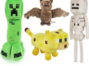XSLWAN Creeper Plush Toys ,Yellow Ocelot Soft Plush,BatPlush and White Skeleton Plush Stuffed Toys Game Plush Stuffed Toys for Gift