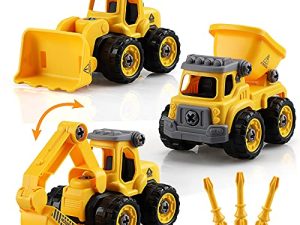 TOY Life Constructions Toys Vehicles Trucks Take Apart Toys Sandbox Toys Trucks Set Excavators Building Car Toys with Drills - Best Gifts Truck Toys for Boys Kids Toddlers 3 4 5 6 7 8 Years Old