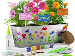 Dan&Darci Paint & Plant Flower Craft Kit for Kids - Best Birthday Crafts Gifts for Girls & Boys Age 5 6 7 8-12 Year Old Girl Children Gardening Kits