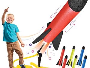 Toy Rocket Launcher for kids – Shoots Up to 100+ Feet – 8 Colorful Foam Rockets