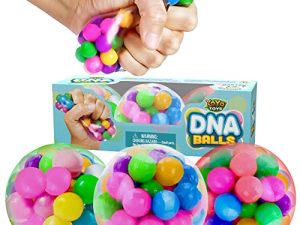 YoYa Toys DNA Balls Stress Balls Fidget Pack - Colorful Beads Squeezing Stress Relief Ball For Adults and Kids - Squishy Rubber Balls Toys Great For ADHD