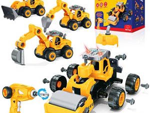 USA Toyz Lil Builders Take Apart Construction Toy for Kids - 4-in-1 Take Apart Truck with Drill