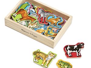 Melissa & Doug 20 Wooden Animal Magnets in a Box - Cute Animal Fridge Magnets