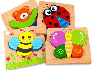 SKYFIELD Wooden Animal Puzzles for Toddlers 1 2 3 Years Old
