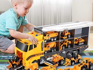 Toddler Toys for 3-9 Years Old Boys Construction Toys Car Double Side Transport Vehicle W/Play Mat