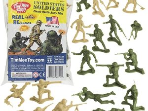 TimMee Plastic Army Men - OD Green vs Tan 48pc Toy Soldier Figures - Made in USA