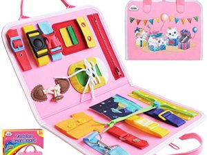 ZMLM Montessori Busy Board Toy: Toddler Sensory Toy Christmas Birthday Gifts for 1 2 3 4 Years Old Girl Boy Preschool Buckle Zipper Activity Board Kids Educational Travel Toy Learning Fine Motor Skill