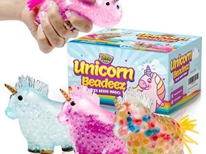 YoYa Toys Beadeez Unicorn Squishy Stress Balls Toy (3-Pack) for Girls