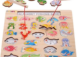 NASHRIO Magnetic Wooden Fishing Game Toy for Toddlers