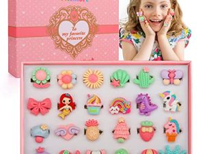 Gifts for Girls' birthday Toys: 24pcs Adjustable Rings for 4-12 year old girl birthday gifts | Festive Gift for 3 4 5 6 7 8 9 10 11 12 Year Old Girl | A Variety of Rings Styles NO Duplication