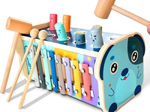 KIDWILL Montessori Wooden Hammering Pounding Toy for 12+ Months Toddlers