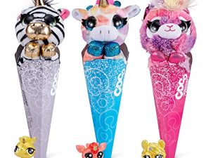 Coco Surprise Fantasy Series 1 (3 Pack) Version 1 by ZURU Animal Plush Toys with Baby Collectible Surprise in Cone