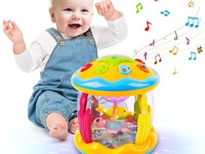 M SANMERSEN Baby Toys 6 to 12 Months - Ocean Projector Light Up Toys Musical Baby Toys for 12-18 Months Crawling Learning Tummy Time Toys for 1 2 3 Year Old Infant Boys Girls Gifts