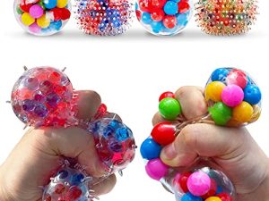 Stress Balls for Kids and Adults 4 squishies Balls Water Bead Stress Balls Sensory Ball Squeezing Ball Squishies Toys Set for Anxiety Autism ADHD and More