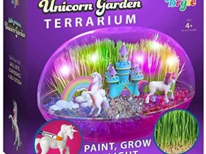 Bryte Unicorn Terrarium Kit for Kids: Fairy Lights & Paintable Figurines