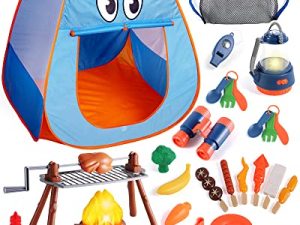 Kids Camping Set with Tent for 2 Toddlers-Kids Camping Toys for Kids 3-5 with Pop up Play Tent-Indoor Outdoor Pretend Camping Toys for Kids
