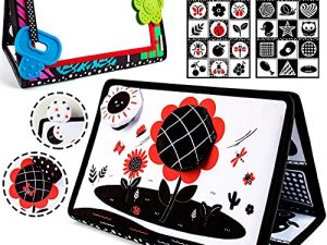 teytoy Tummy Time Mirror Newborn Toys Infant Toys 0-3 Months Brain Developmental Baby Mirror Tummy Time Toys Black and White High Contrast Baby Toys 4 6 9 12 Month Boys Girls Crawling Sensory Toy