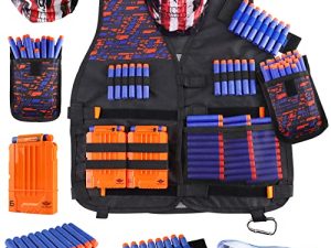 UWANTEDME HOOT Kids Tactical Vest Kit for Nerf Guns N-Strike Elite Series with Refill Darts Dart Pouch