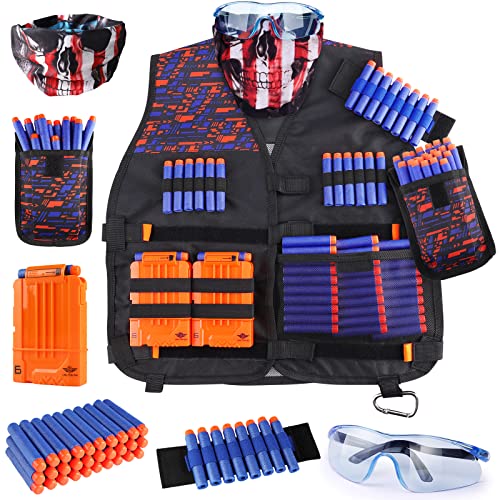 UWANTEDME HOOT Kids Tactical Vest Kit for Nerf Guns N-Strike Elite Series with Refill Darts Dart Pouch UWANTEDME HOOT Kids Tactical Vest Kit for Nerf Guns N-Strike Elite Series with Refill Darts Dart Pouch