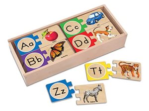 Melissa & Doug Self-Correcting Alphabet Wooden Puzzles With Storage Box (52 pcs) - ABC Puzzles