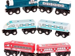 Battat – Wooden Passenger Trains – Classic & Compatible Wooden Toy Train Car Accessories for Kids & Collectors Aged 3 Years Old & Up - Compatible with Thomas Train - (6 Piece Set)