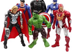 Ultimate Superhero Toy Set of 6 PSC – Best Heroes Action Figures - Batman Superman Hulk Thor