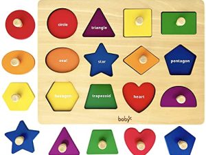 Dailyfunn Montessori Toy Shape Peg Puzzles Baby Puzzle 12-18-24 Months with Knob for Infant-Toddlers 1-3