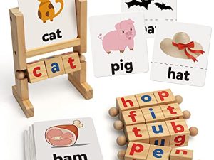 Coogam Wooden Reading Blocks Short Vowel Rods Spelling Games