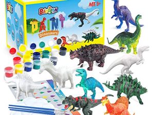 Baodlon Kids Arts Crafts Set Dinosaur Toy Painting Kit - 10 Dinosaur Figurines