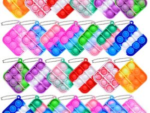26PCS Mini Pop Fidget Toys Pack Push Bubble Pop Keychain Toy