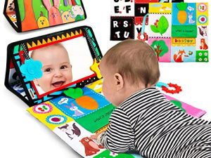 beetoy Tummy Time Baby Mirror Toys with Black and White Pattern